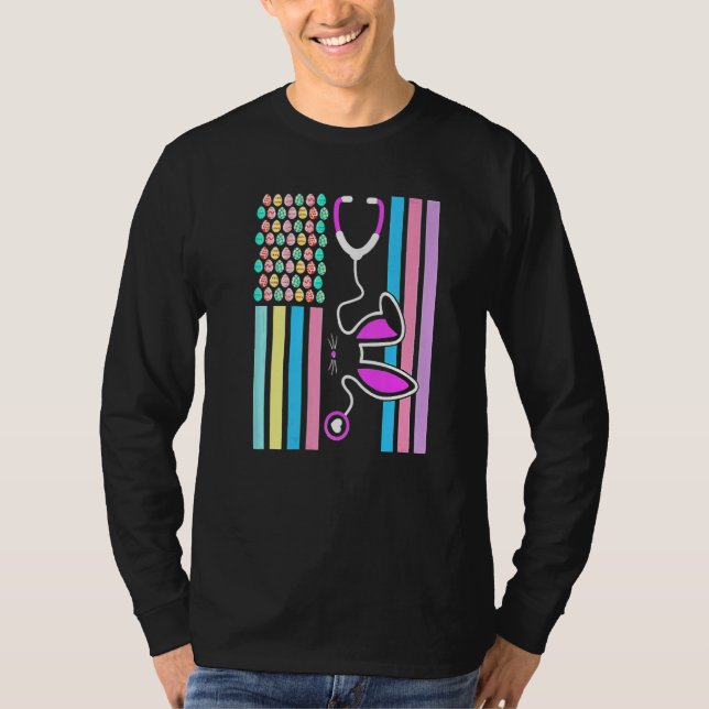 Camiseta Licença Americana De Ovos Stethoscope Enfermeira B (Frente)