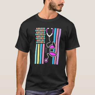 Camiseta Licença Americana De Ovos Stethoscope Enfermeira B