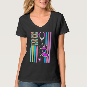 Camiseta Licença Americana De Ovos Stethoscope Enfermeira B