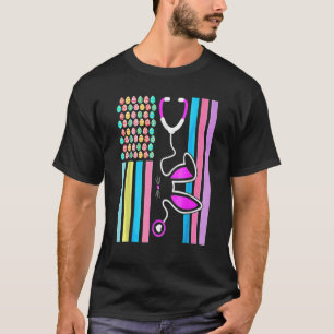 Camiseta Licença Americana De Ovos Stethoscope Enfermeira B