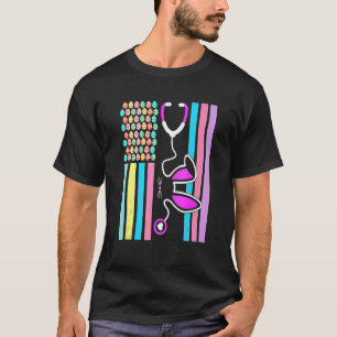 Camiseta Licença Americana De Ovos Stethoscope Enfermeira B