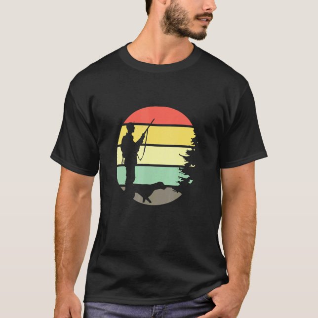 Camiseta Licença De Caça Retro Sunset Hunter Com Caça D (Frente)