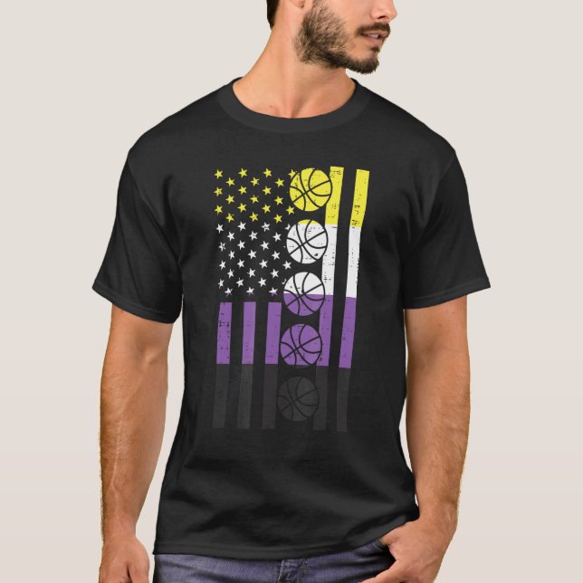 Camiseta Licença Não-Binária Enby Nb Prid Americana de Band (Frente)