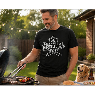 Camiseta Licença para Grelhar Design Divertido de Churrasco