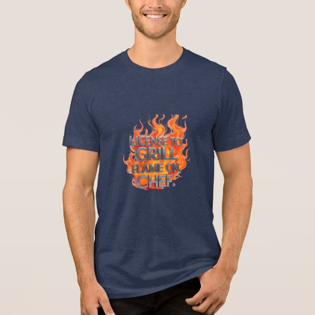 Camiseta Licença para Grill - Flame Negrito Ligado, Chef Te (Frente)