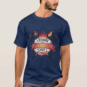 Camiseta Licença para Grill - Flame On, Chef CHURRASCO Tee