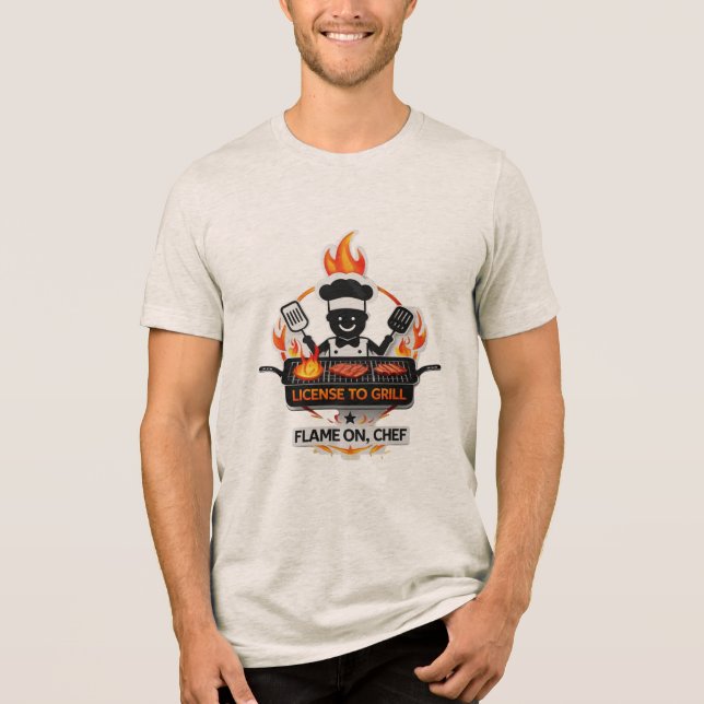 Camiseta Licença para Grill - Flame On, Chef Tee (Frente)