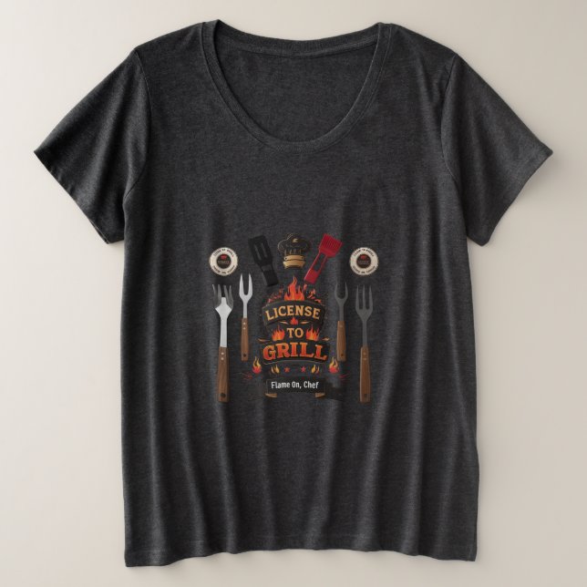 Camiseta Licença para Grill - Negrito, Bonito e Pronto para (Frente do Design)
