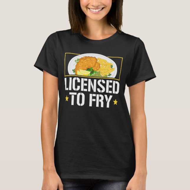 Camiseta Licenciado para Fritar Peixe Frito Frito (Frente)