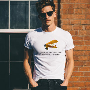 Camiseta Licenciado para Voar e Contar Piadas Humor de Pilo