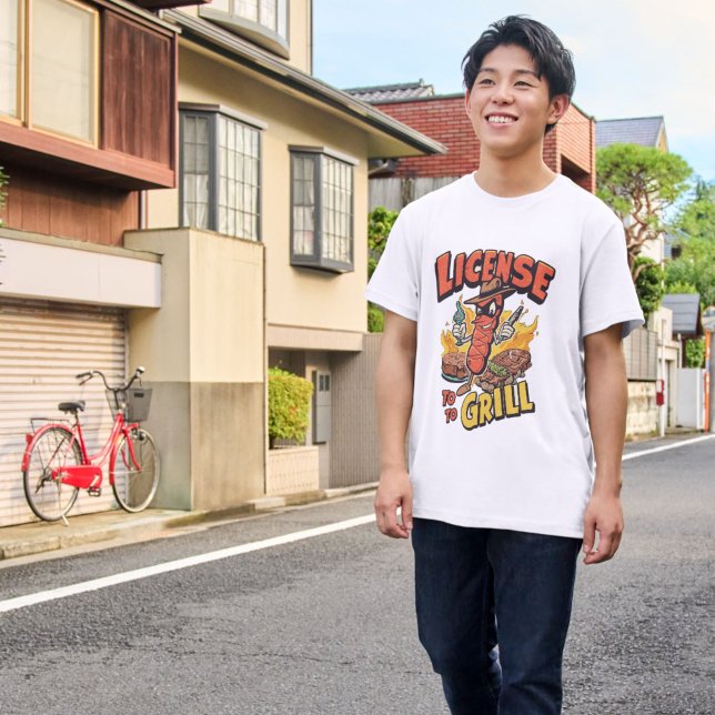 Camiseta License to Grill Funny BBQ Pun Parody (Criador carregado)