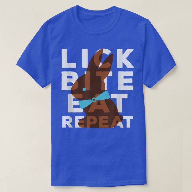 Camiseta Lick Bite Coma Repetir Engraçado Páscoa Coelhinho  (Frente do Design)