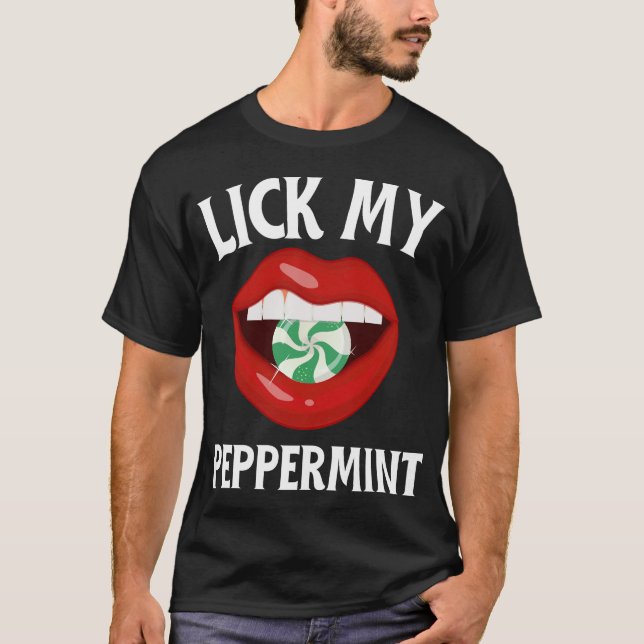 Camiseta Lick My Peppermint Ugly Christmas Sweater (Frente)