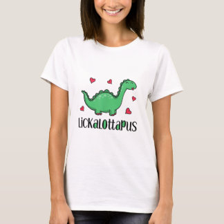 Camiseta Lickalottapus Dinossaur Com Corações Engraçado Lés