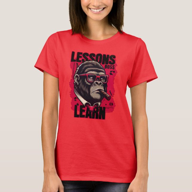 Camiseta Lições Aprender Chefe Gorila Mulheres  (Frente)