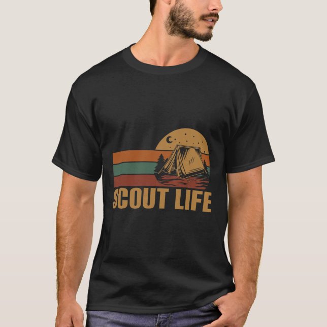 Camiseta Líder de Acampamento de Vida de Escoteiro Hiking E (Frente)