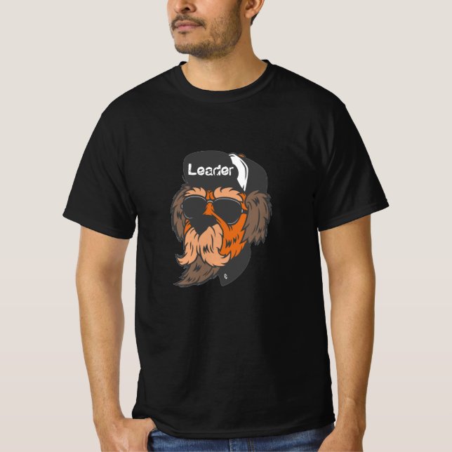 Camiseta Líder engraçado, design negro (Frente)