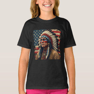 Camiseta Líder Indiano Patriótico Americano