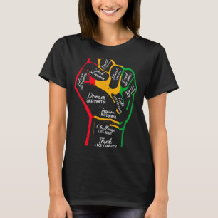 Camiseta Líderes negros inspiradores punho fechado mão pret