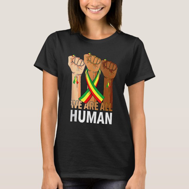 Camiseta Líderes Negros Inspiradores Punho Poderoso Mão Mês (Frente)