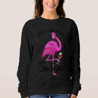 Camiseta Life Is All About Balance Cute Pink Flamingo Red W
