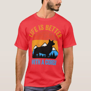 Camiseta Life Is Better With A Corgi Vintage Distressed Sky