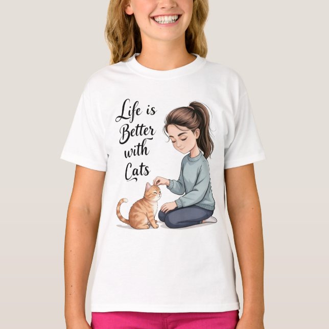 Camiseta Life Is Better With Cats (Frente)
