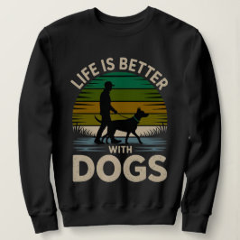 Camiseta Life Is Better With Dogs Women’s Retro Sunset Swea