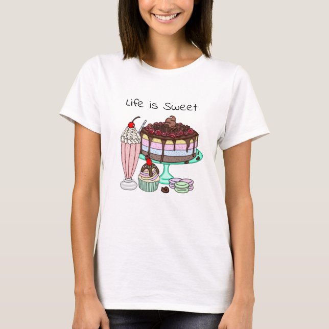 Camiseta Life is Sweet | Cute Dessert Graphics (Frente)