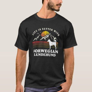 Camiseta Life Melhor Norueguês Lundehund Vintage Cog Mãe Da