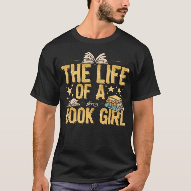 Camiseta Life Of A Book Girl Librarian Funny Stars Reading  (Frente)