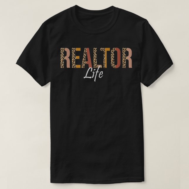 Camiseta Life Real Estate Agent Life Closure Day Leopard Sk (Frente do Design)