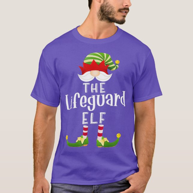Camiseta Lifeguard Elf Group Christmas Funny Pajama Party (Frente)