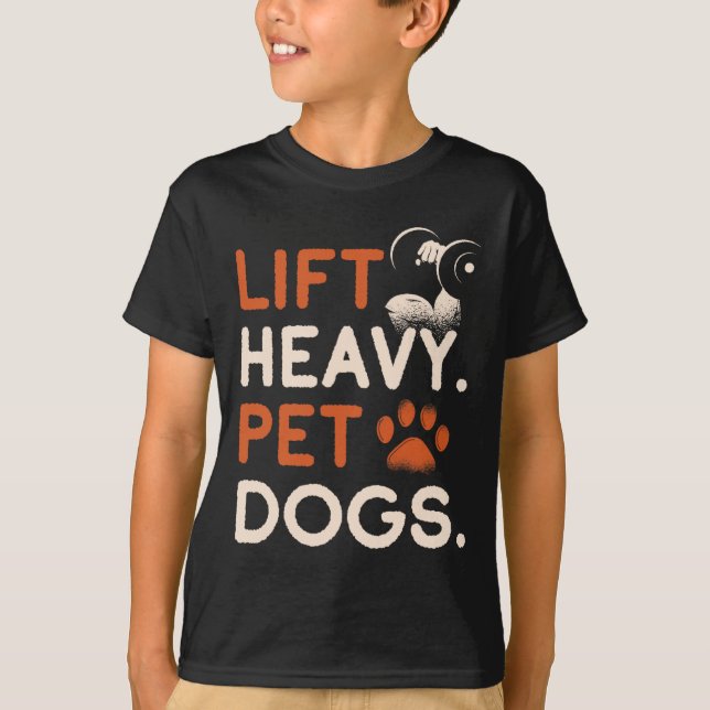 Camiseta Lift Heavy Pet Dogs Gym Workout Bodybuilding Weigh (Frente)