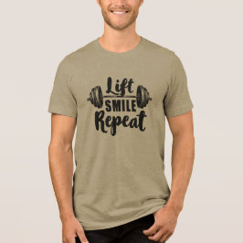 Camiseta Lift Smile Repeat Gym Motivation Weightlifting Str