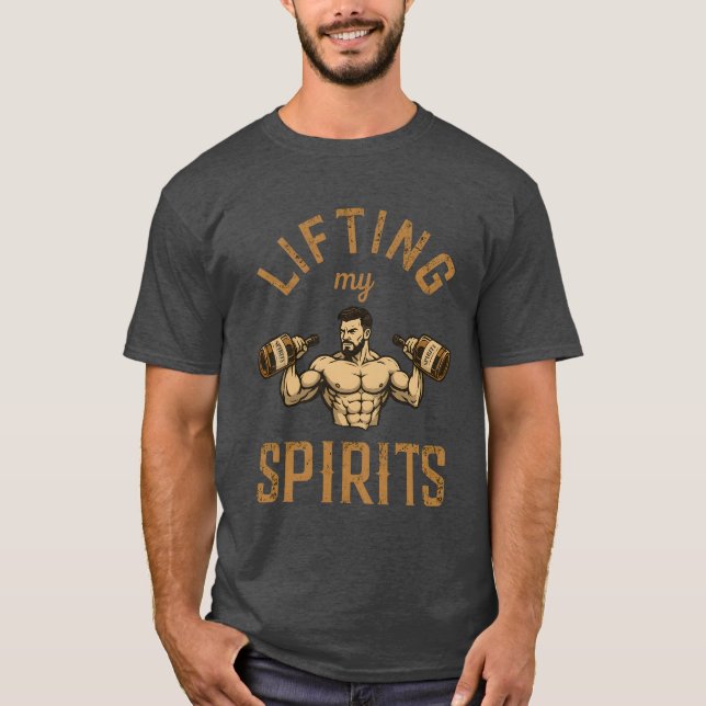 Camiseta Lifting My Spirits -Bodybuilding Gym Humor- Funny (Frente)