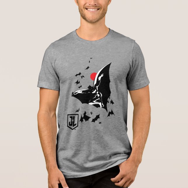Camiseta Liga da Justiça | Batman na Nuvem de Bats Pop Art (Frente)