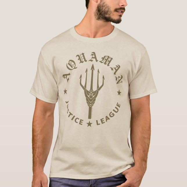 Camiseta Liga da Justiça | Emblema de Tridente de Aquaman (Frente)