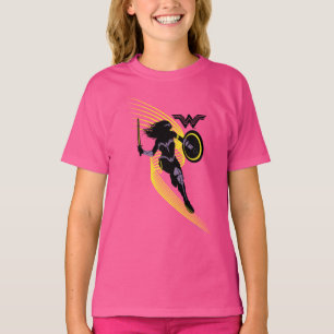 Camiseta Liga da Justiça   Ícone Silhuette de Mulher Maravi