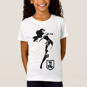 Camiseta Liga da Justiça   Mulher Maravilha Com Pop de Laço