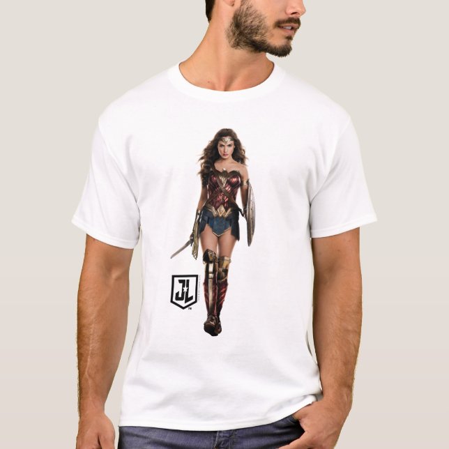 Camiseta Liga da Justiça | Mulher Maravilha Em Battlefield (Frente)