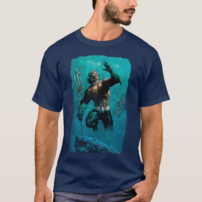 Camiseta Liga da Justiça nº 10 Aquaman Afogou Variante da T (Frente)