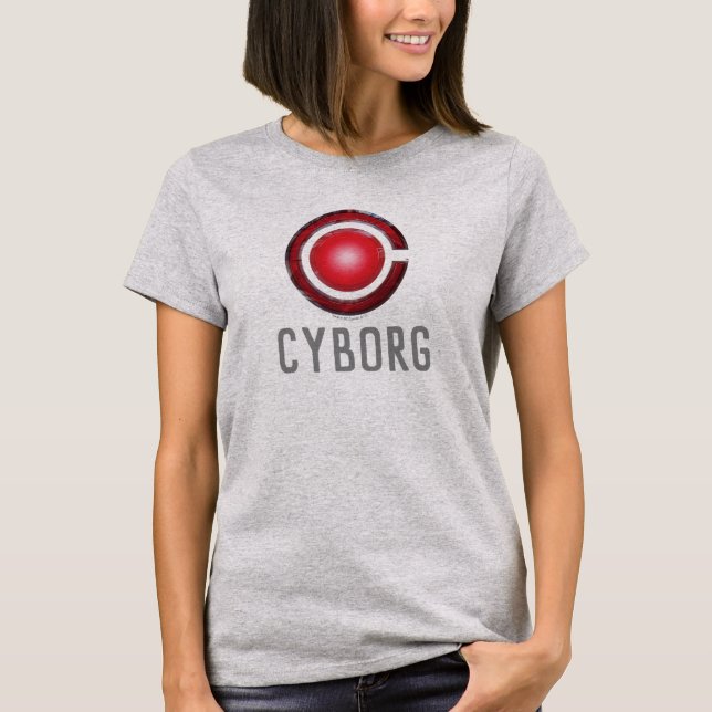 Camiseta Liga da Justiça | Símbolo Cyborg brilhante (Frente)