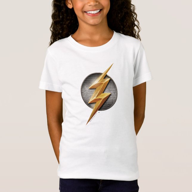Camiseta Liga da Justiça | Símbolo de Bolt Metálico Flash (Frente)