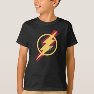 Camiseta Liga da Justiça Símbolo Flash Pincel e Meio-Tons