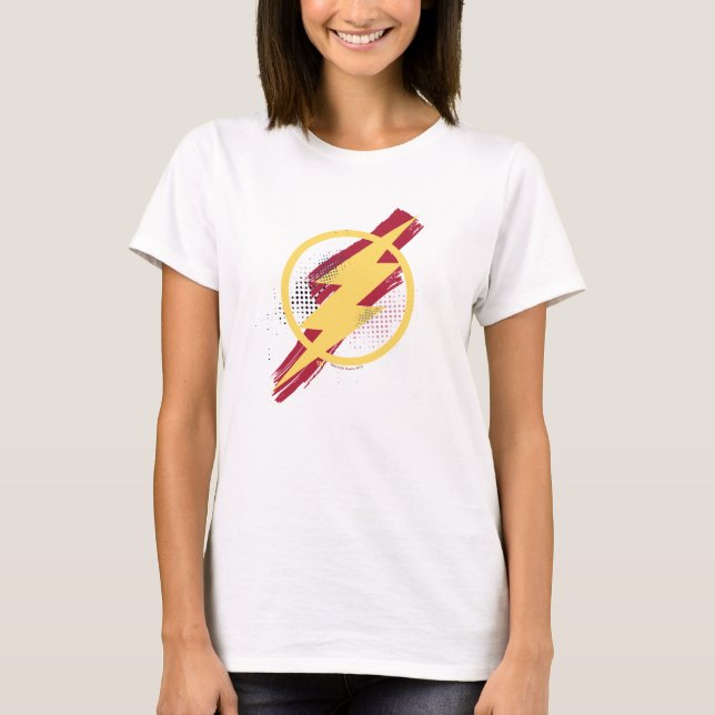 Camiseta Liga da Justiça | Símbolo Flash Pincel e Meio-Tons (Frente)