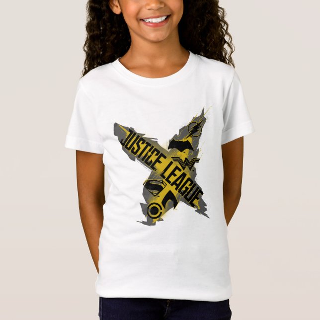 Camiseta Liga da Justiça | Símbolos da Liga da Justiça e da (Frente)