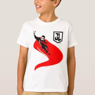 Camiseta Liga da Justiça Superman Flying Noir Pop Art