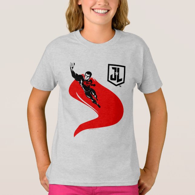 Camiseta Liga da Justiça | Superman Flying Noir Pop Art (Frente)