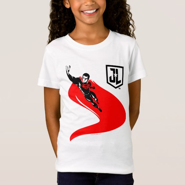 Camiseta Liga da Justiça | Superman Flying Noir Pop Art (Frente)
